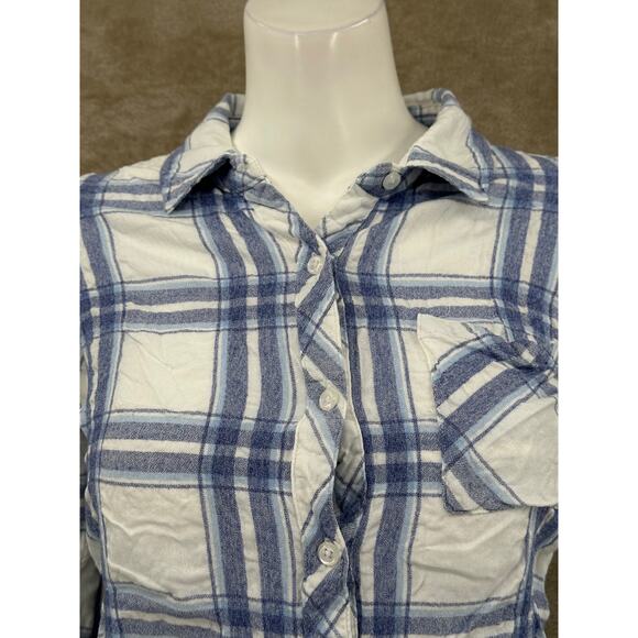 Rails‎ Top Womens XS Blue White Plaid Button Up Long Sleeves Country Cowgirl - Picture 2 of 11